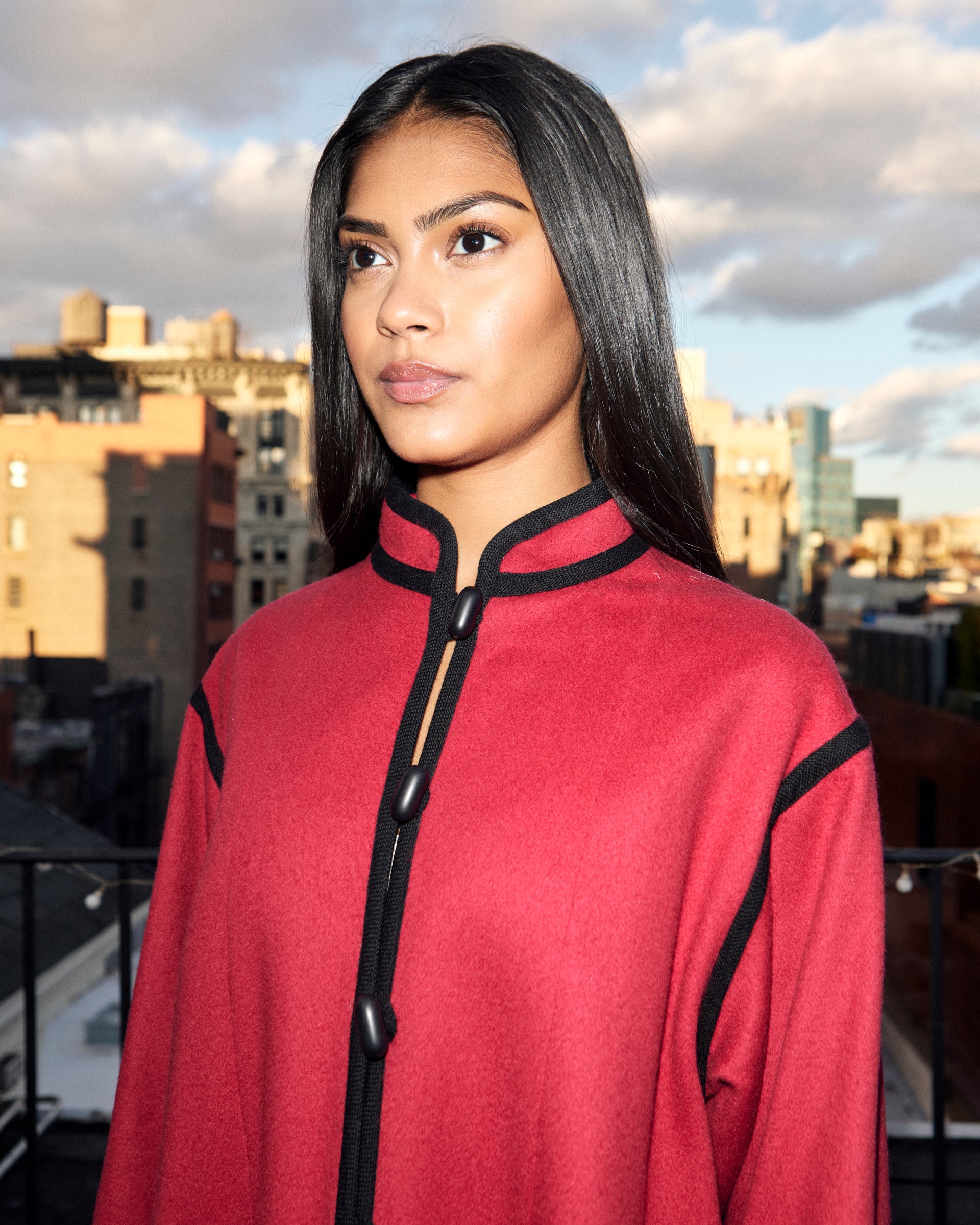 YSL Rive Gauche 1970s Red Wool Mandarin Collar Coat – Vintage Grace