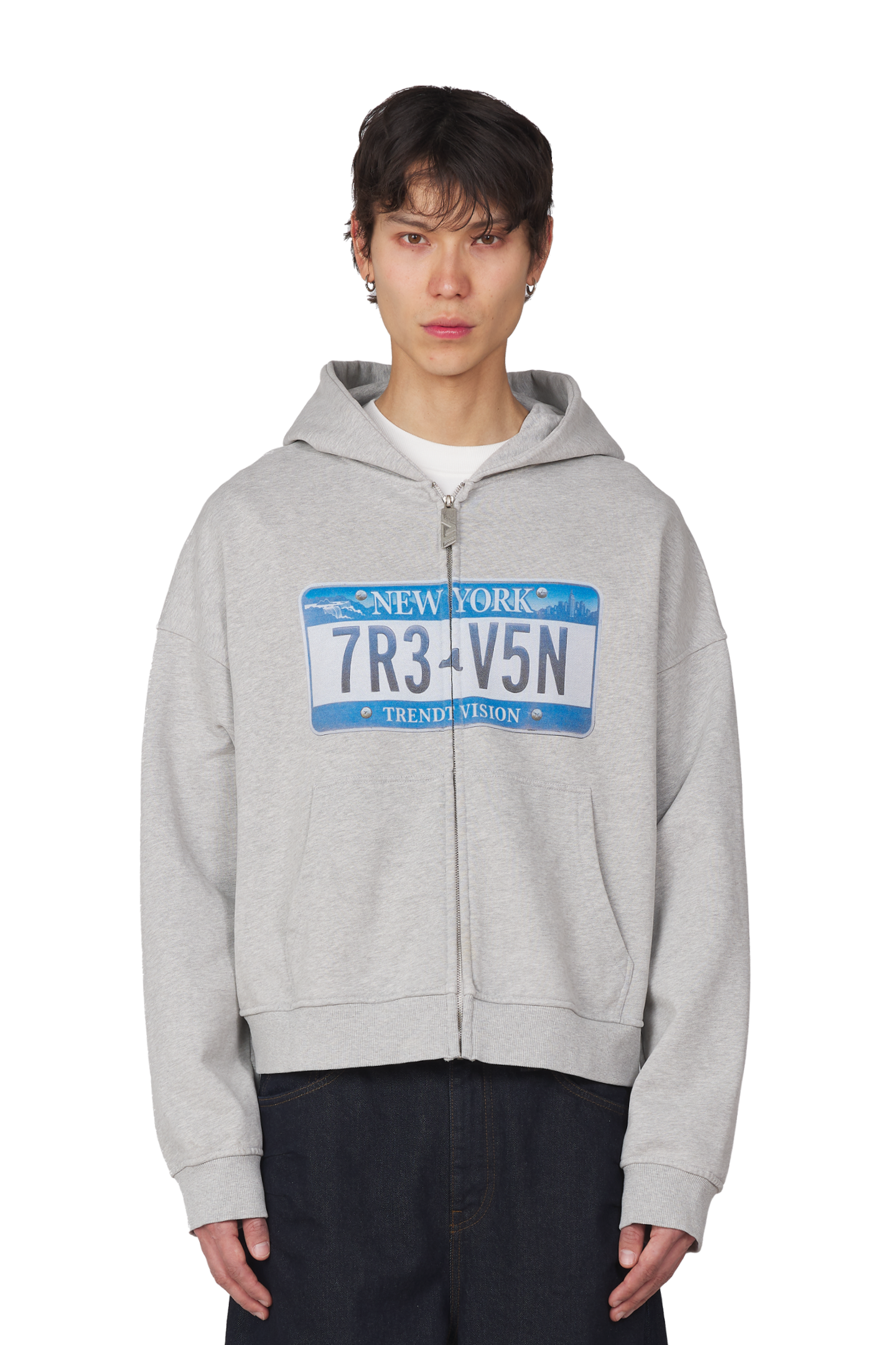 License Plate Zip Hoodie Grey Melange – Trendt Vision