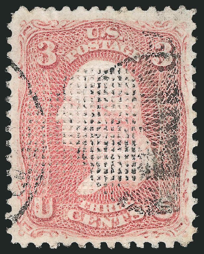 US Stamps Value Scott Catalogue # 83: 3c 1867 Washington Grill