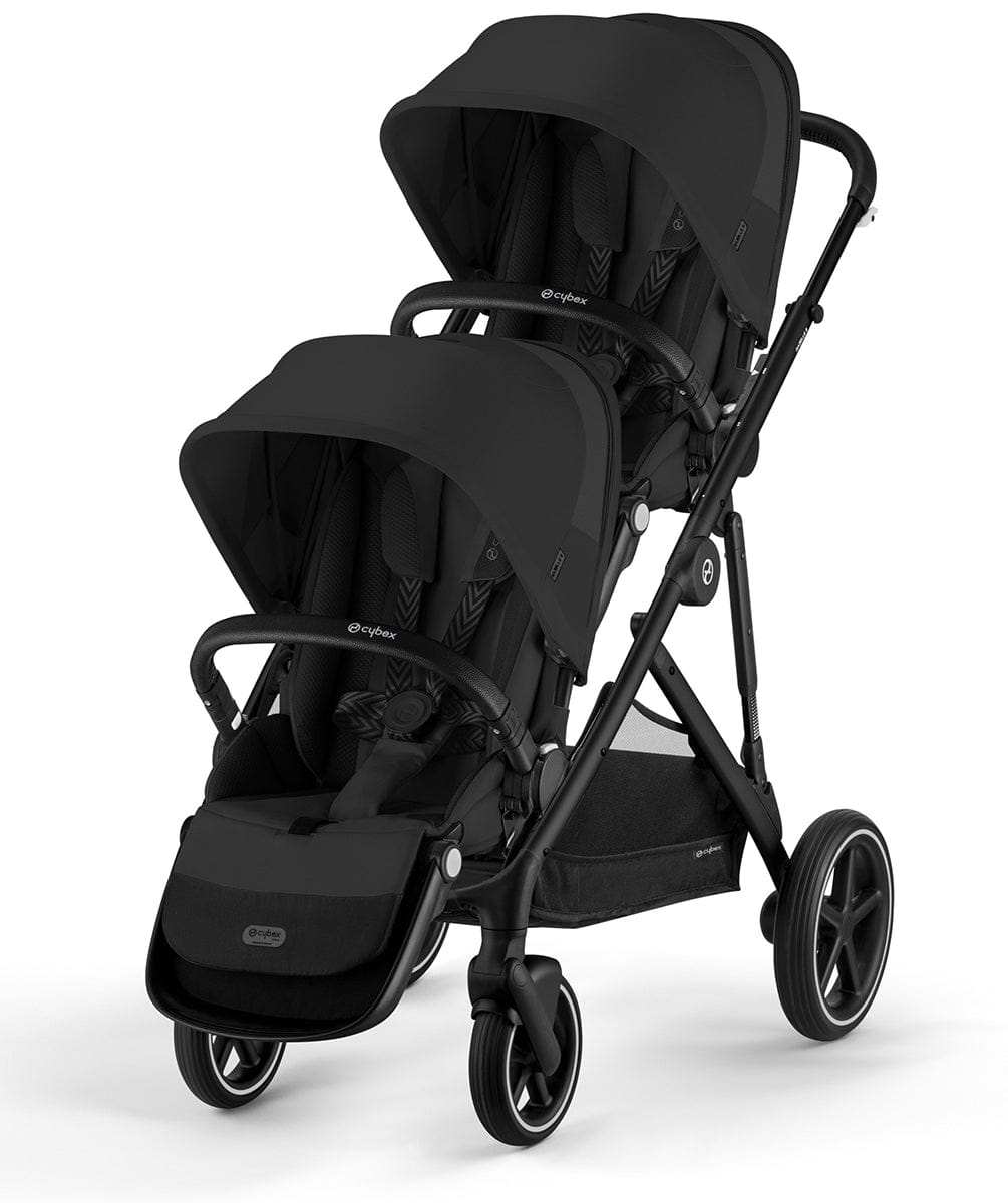 Cybex Gazelle S 2 Double Stroller Bundle - Black Frame / Moon