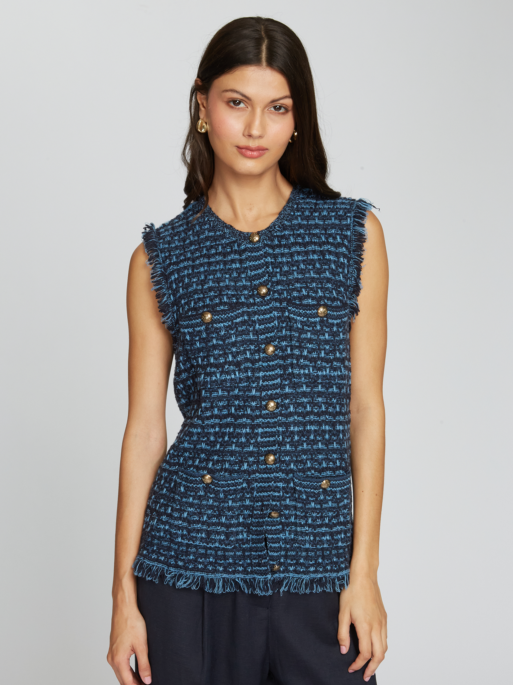 Long Tweed Vest W/ Fringe | Autumn Cashmere