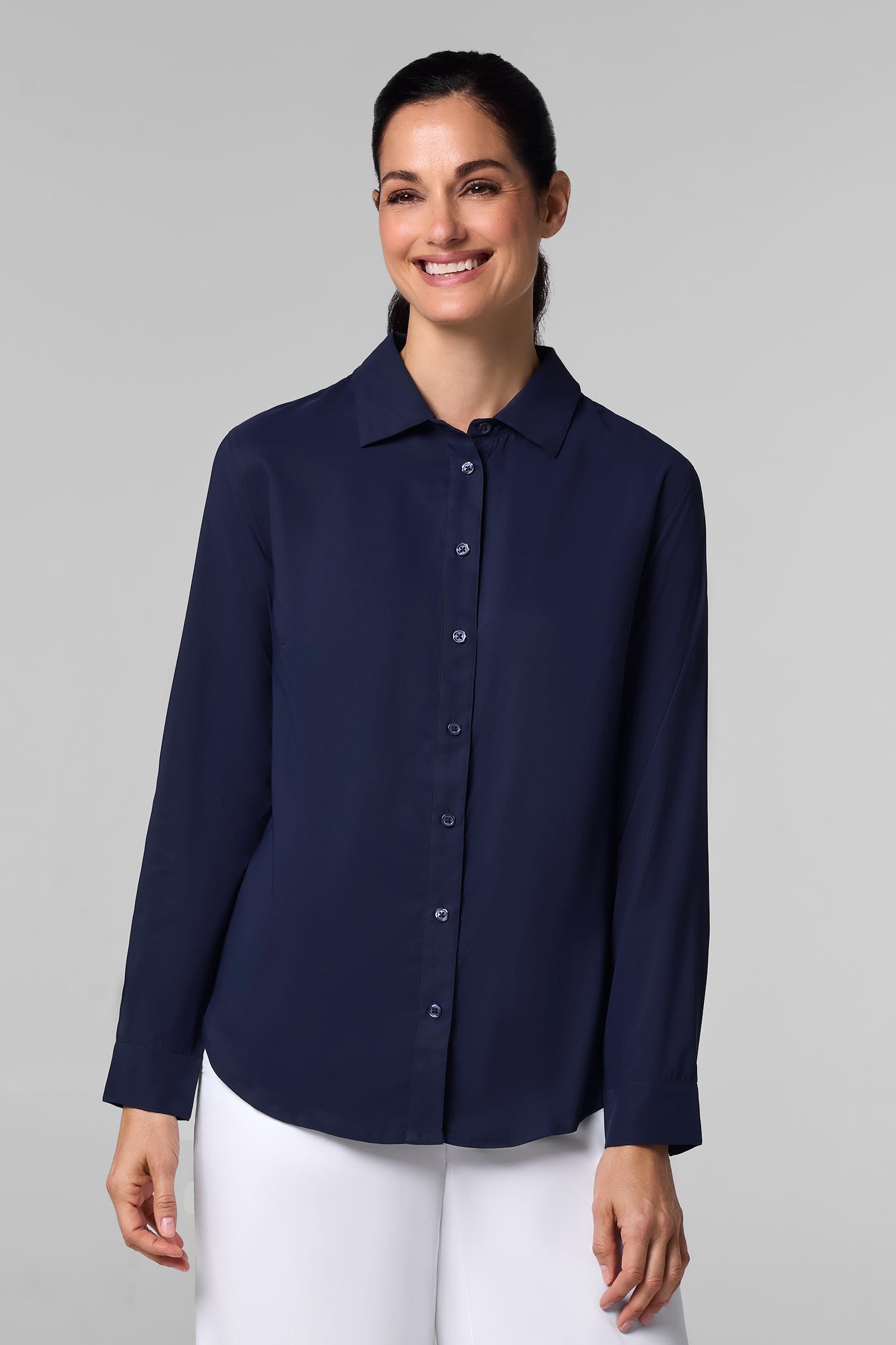 Women's Rhodes Long Sleeve Shirt | Navy UPF 50+