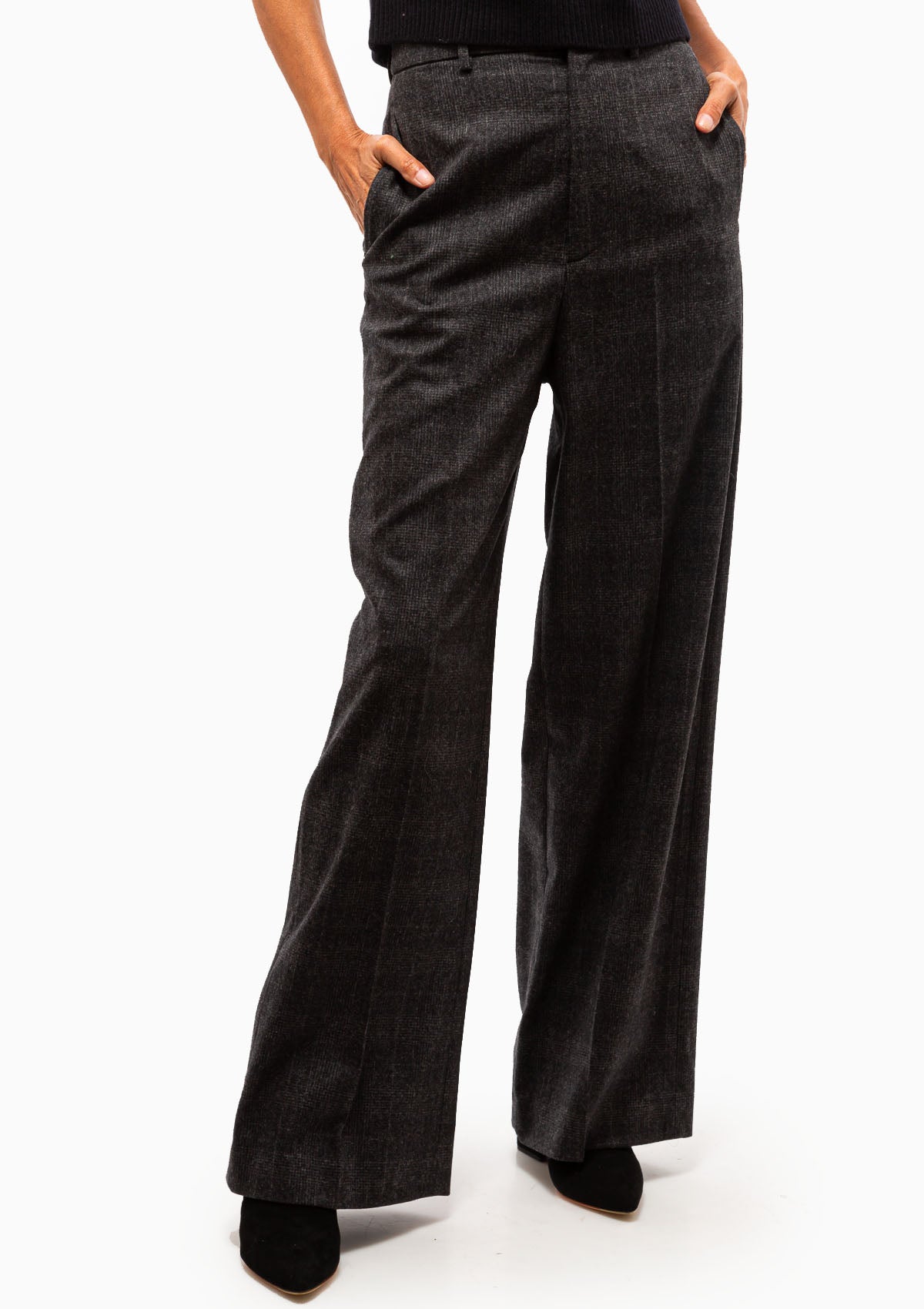 NILI LOTAN | Johan Pant | Charcoal Plaid
