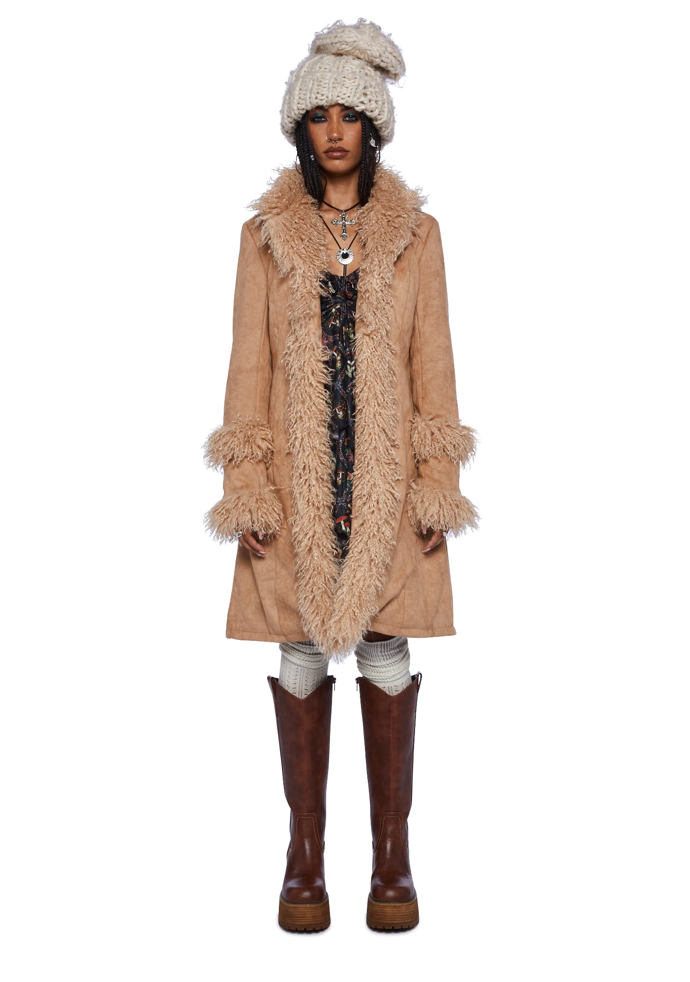 Current Mood Butterfly Flower Faux Suede Jacket - Brown – Dolls Kill