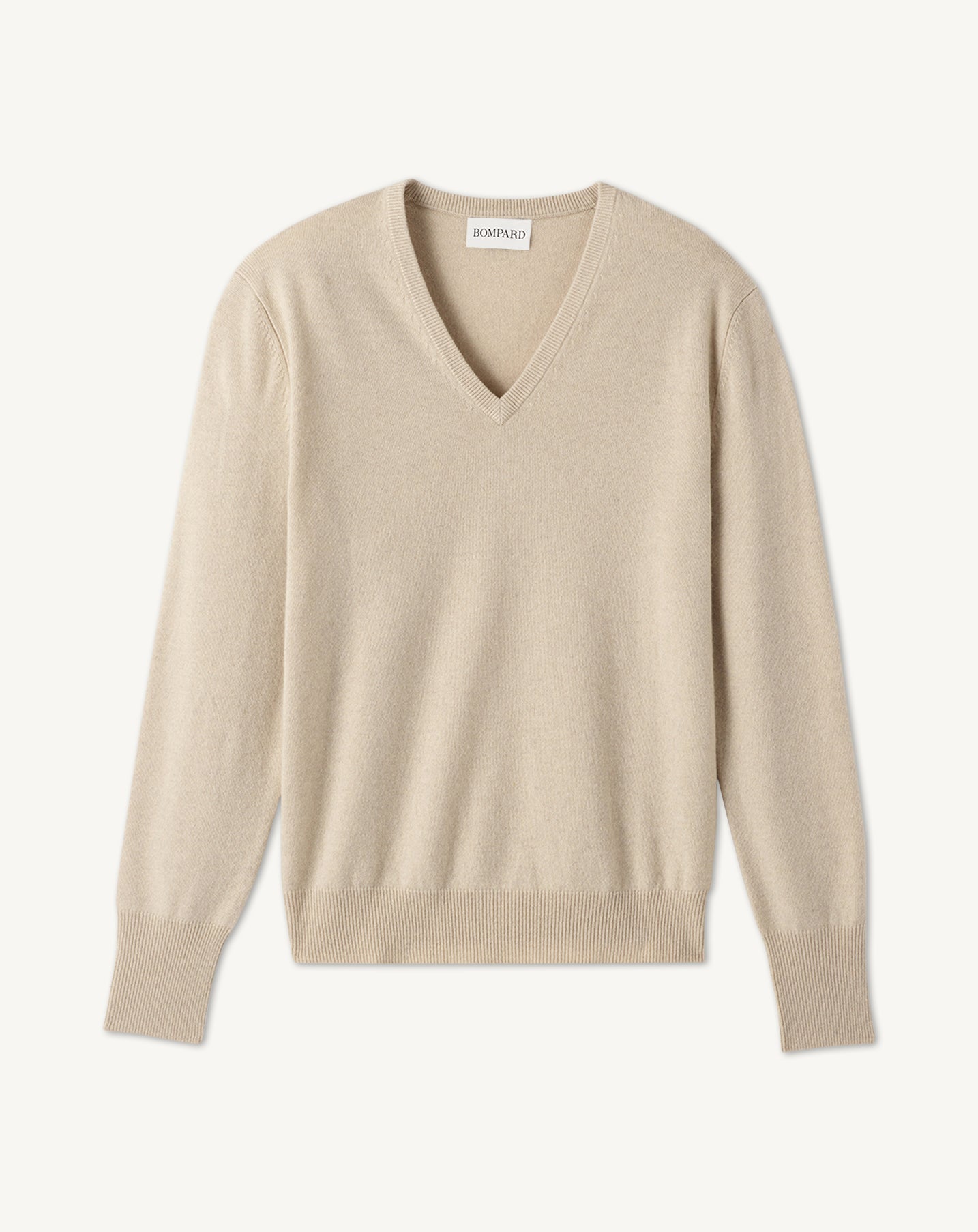 Classic V-neck pullover in Cachemire Men oat beige | Eric Bompard