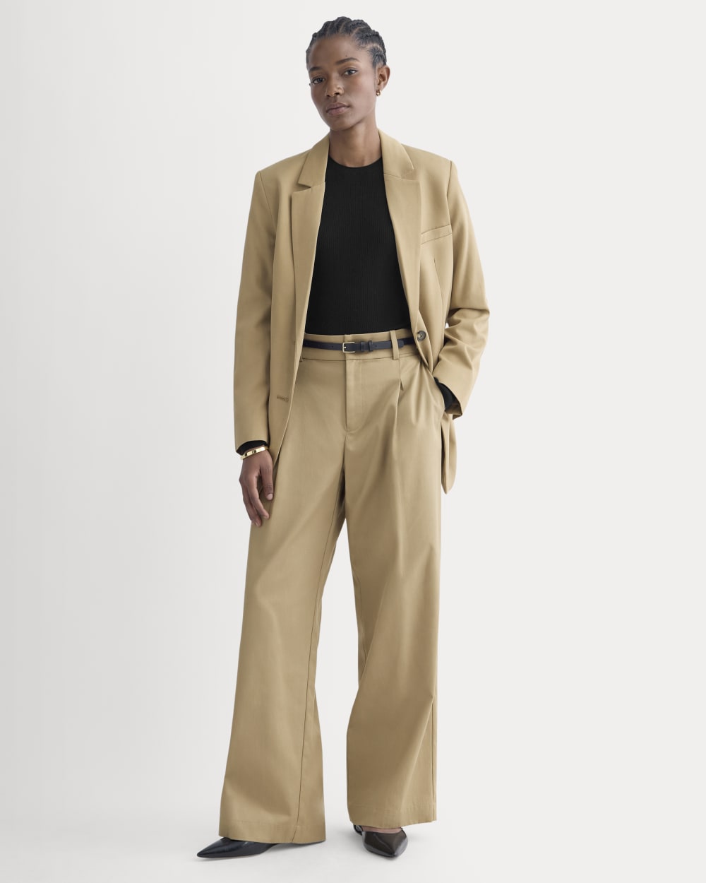 Wide-Leg Trouser in Buttersmooth | Ash Brown | 30