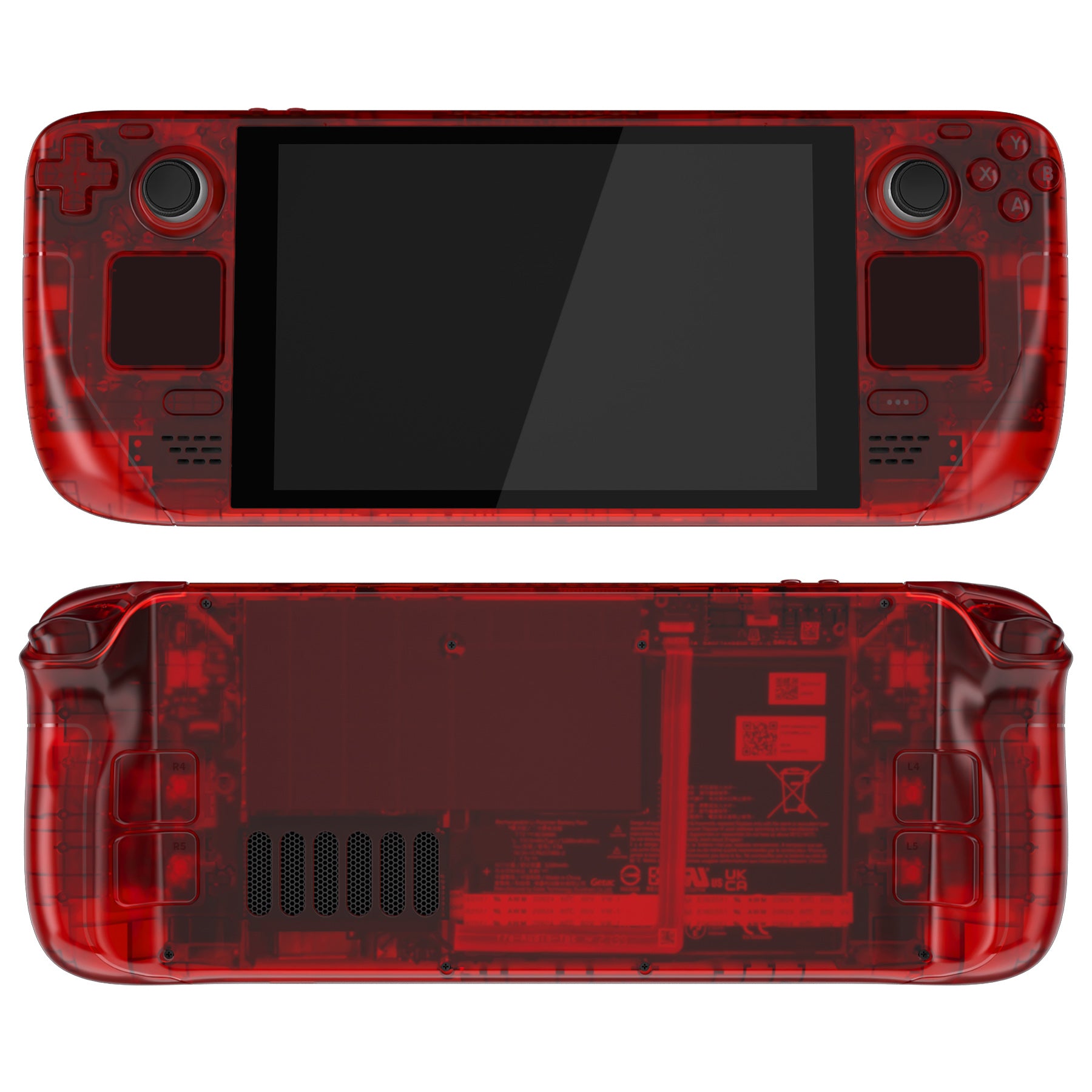 eXtremeRate Clear Red Custom Faceplate Back Plate Shell for Steam