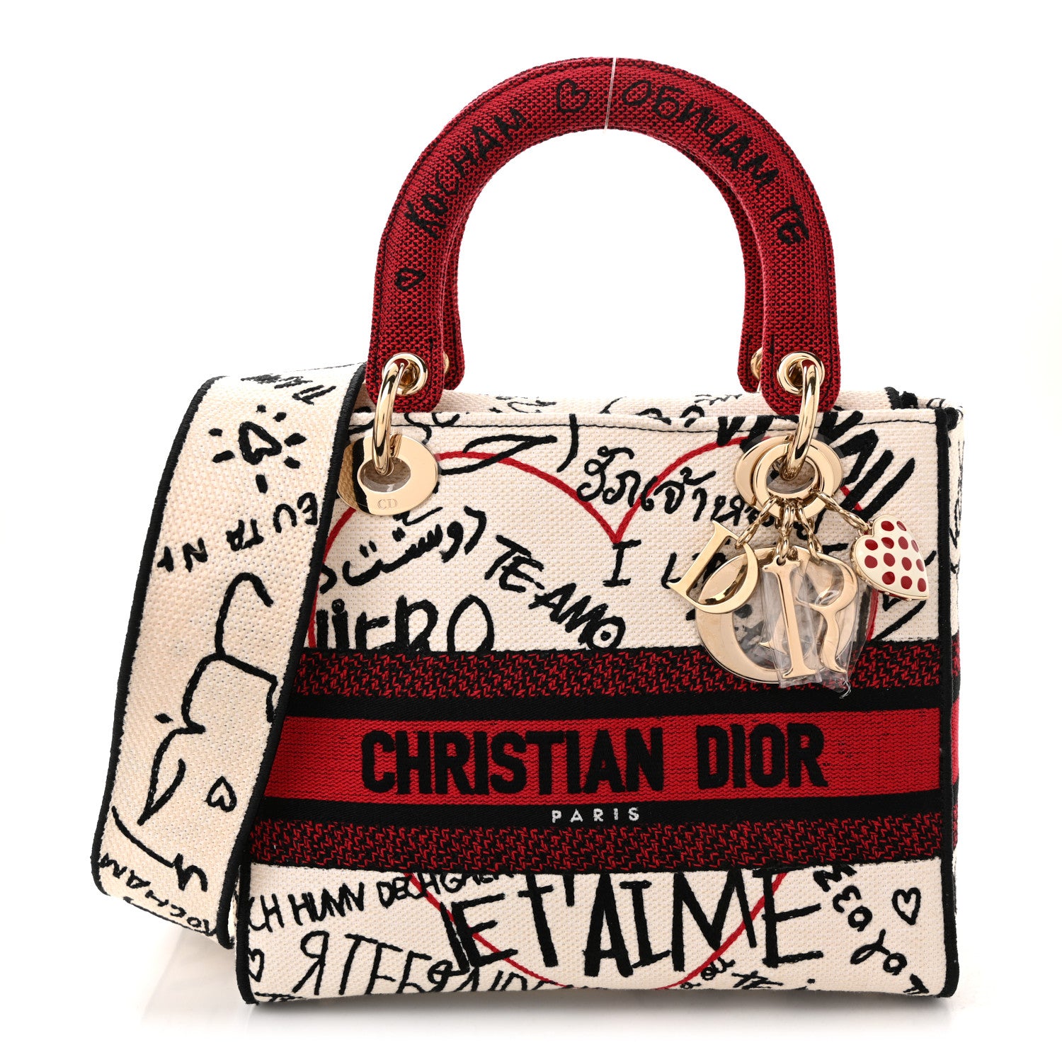 Christian Dior Canvas Medium DiorAmour Graffiti Lady D-Lite Latte