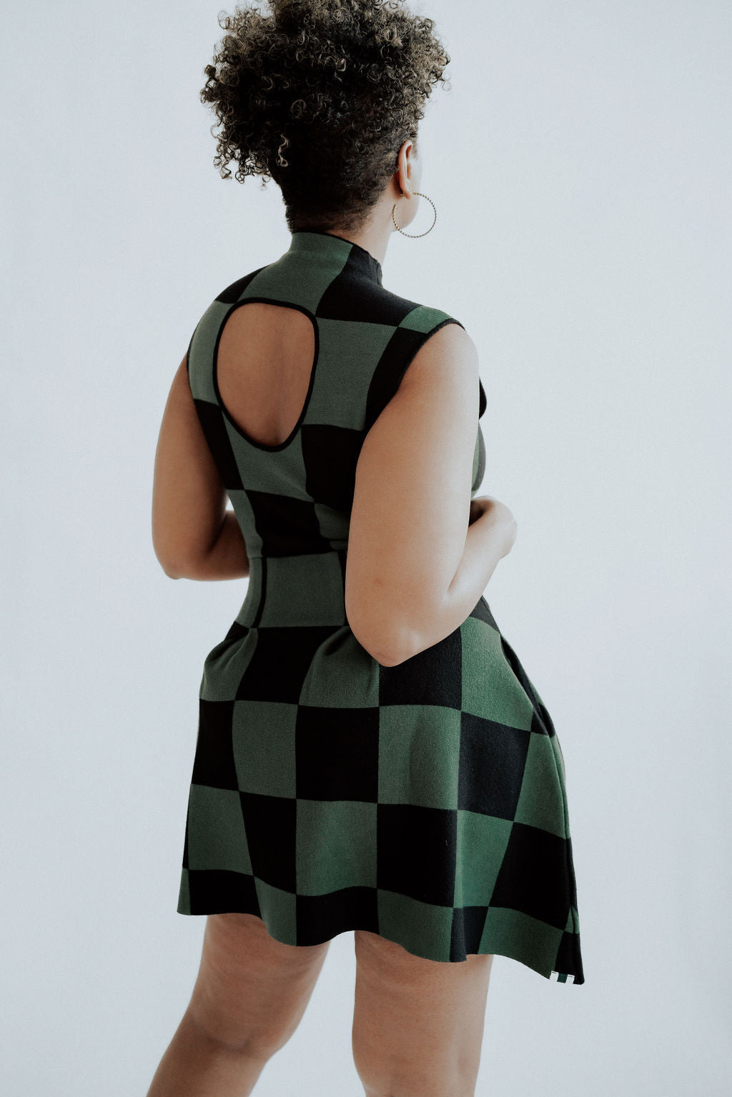 Mckell Dress - Green/Black Checkered – foreall.com