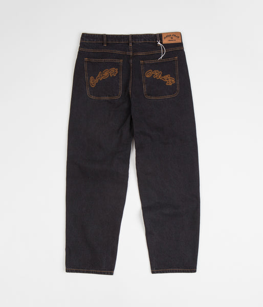 Cash Only Baggy Jeans - Washed Black / Gold | Flatspot