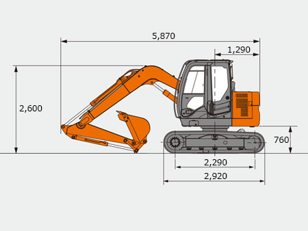 建設機械リース バックホー ZX75US-3
