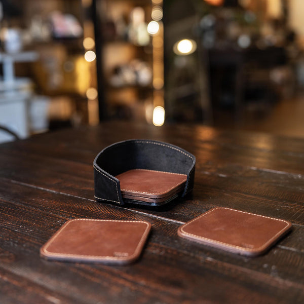 The Officially Licensed Marine Corps Ranch House Leather Coaster