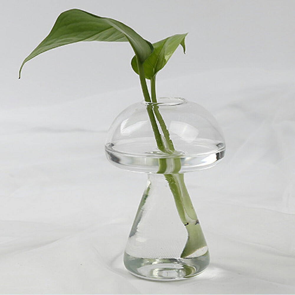 IwaiLoft 手作り キノコの花瓶 ガラス 一輪挿し フラワーベース ミニ