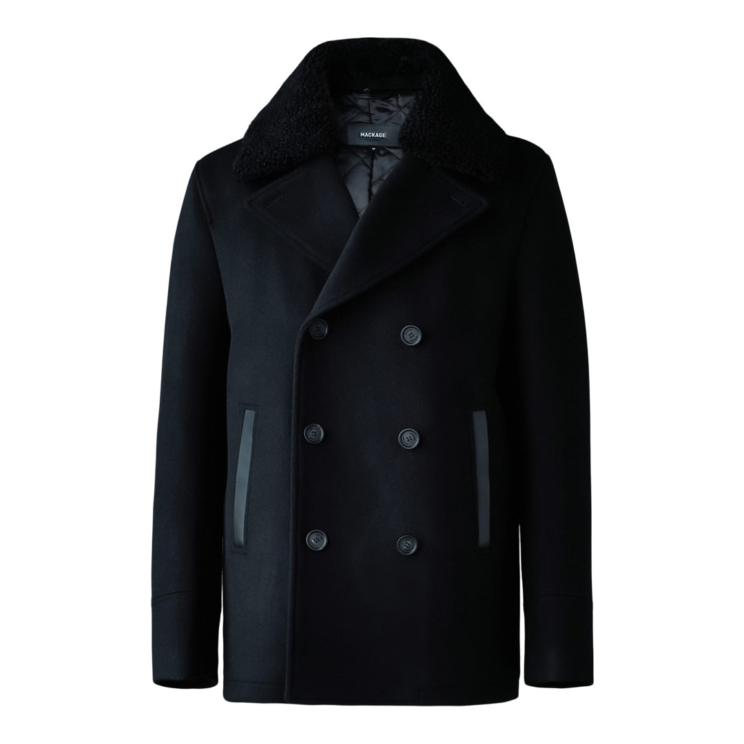 Cole, wool double-breasted jacket with shearling collar | Mackage