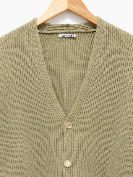 Namu Shop - Auralee Super Fine Wool Rib Knit Big Cardigan - Top Yellow