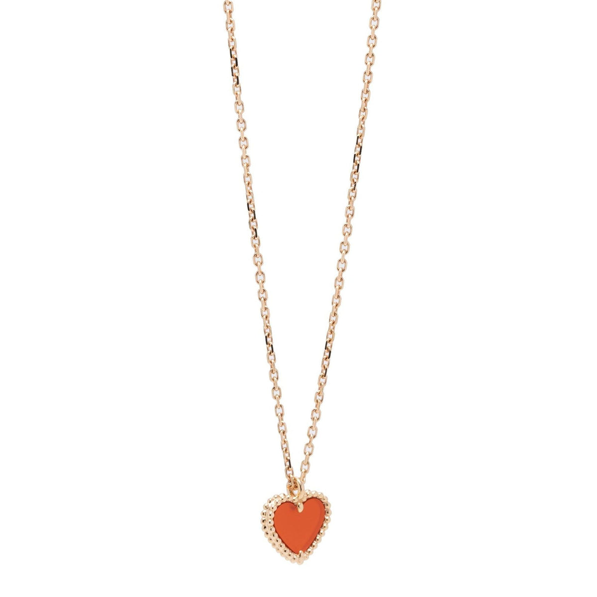 Van Cleef & Arpels Sweet Alhambra Carnelian Heart Pendant Necklace