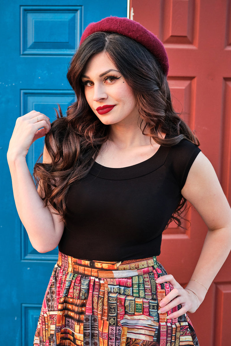 Retro Boat Neck Top in Black | Vintage Clothing – Retrolicious