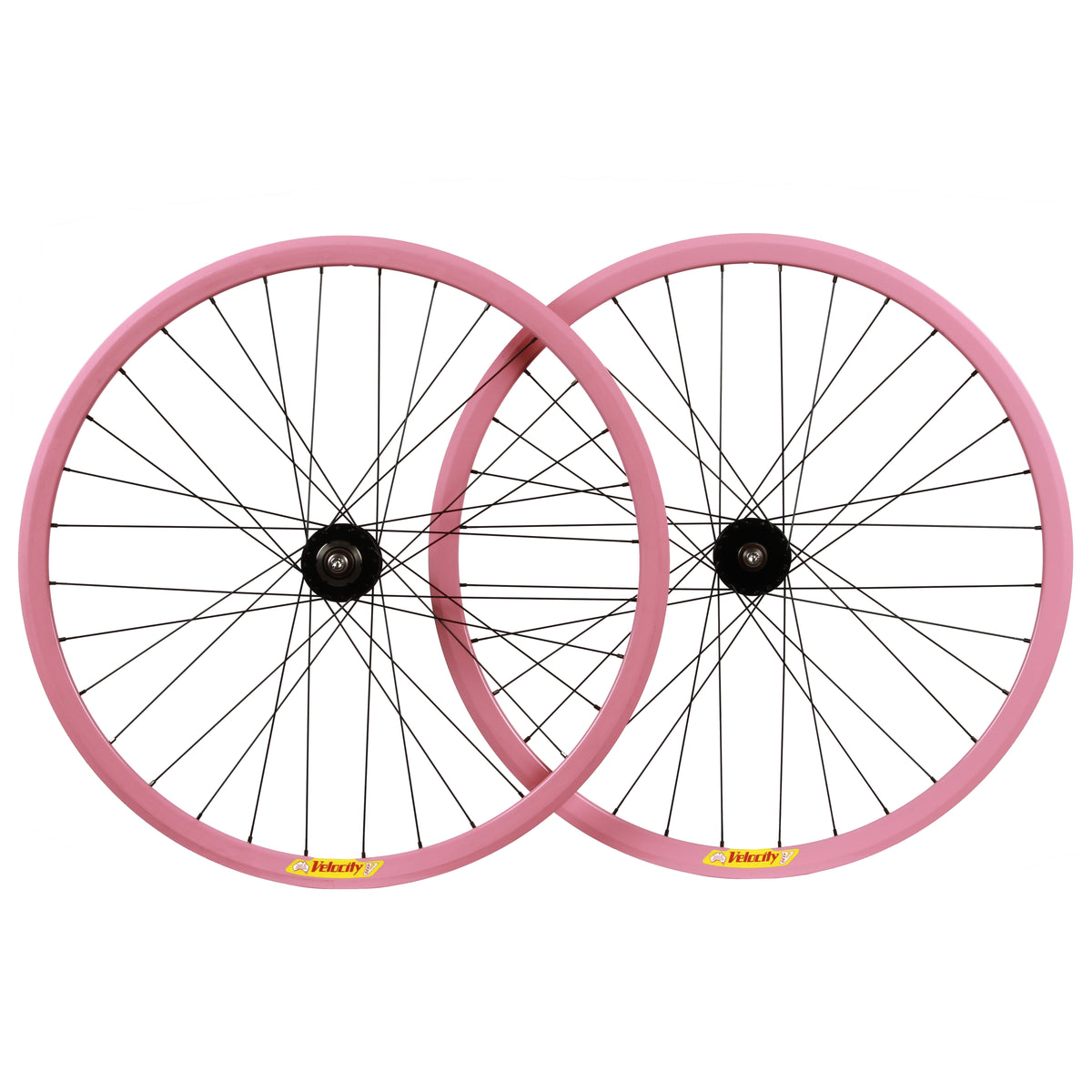 NOS Velocity Deep V/Phil Wood wheelset - bubblegum pink