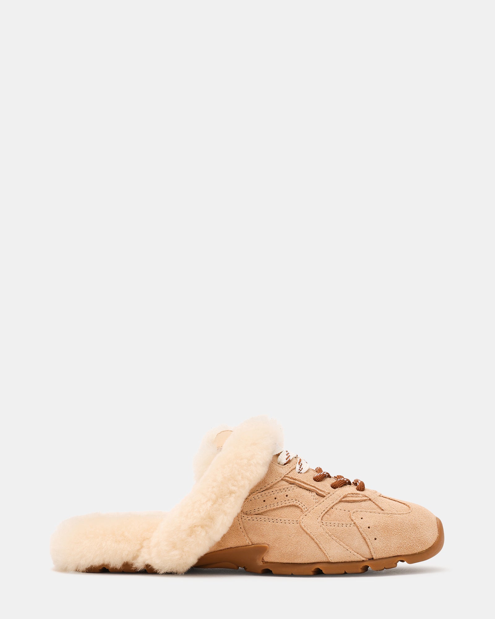 AZIEL MULE Faux Fur Natural Low-Top Lace-Up Slip-On Women's