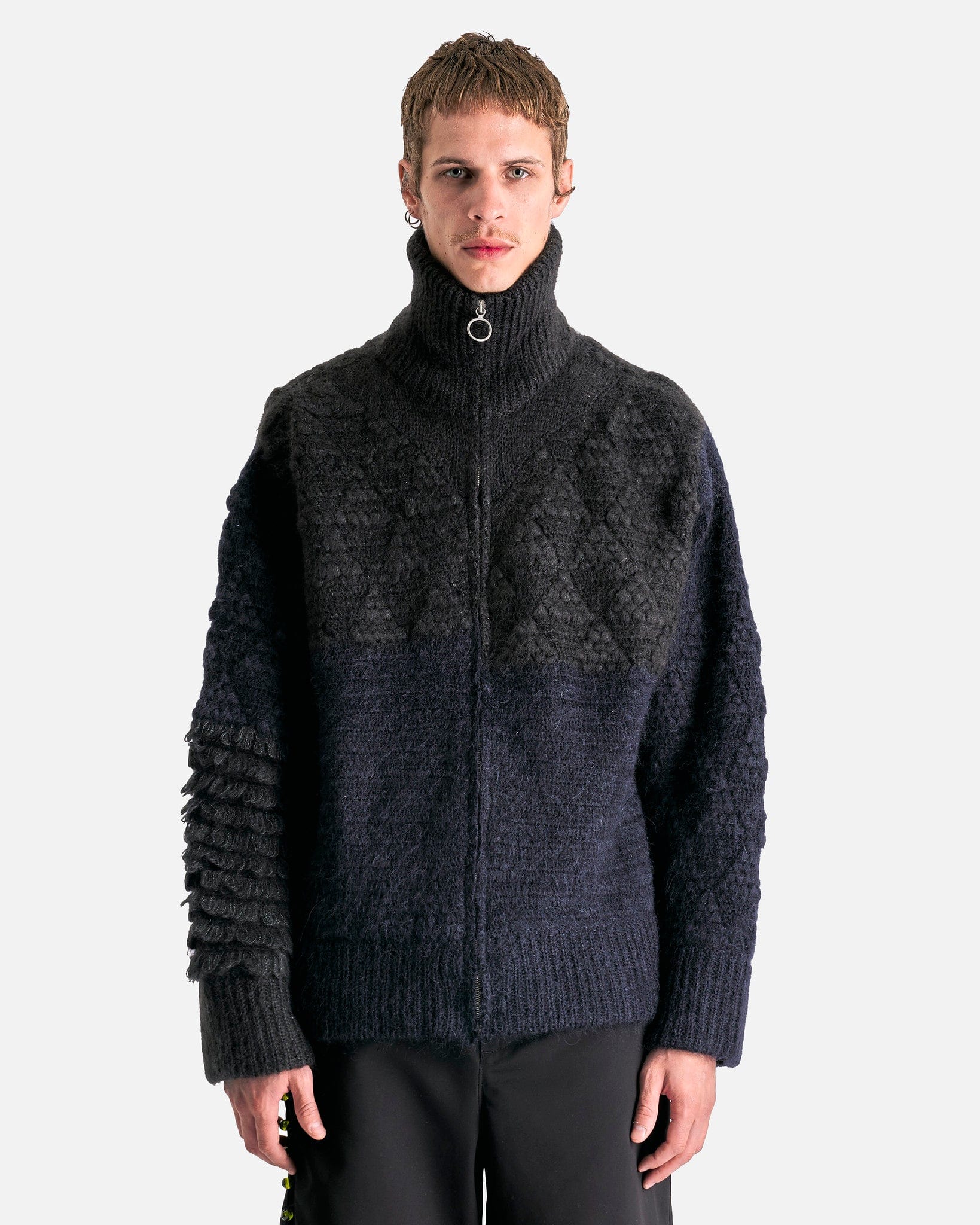 Borrujered Zip-up Cardigan in Rich Navy – SVRN