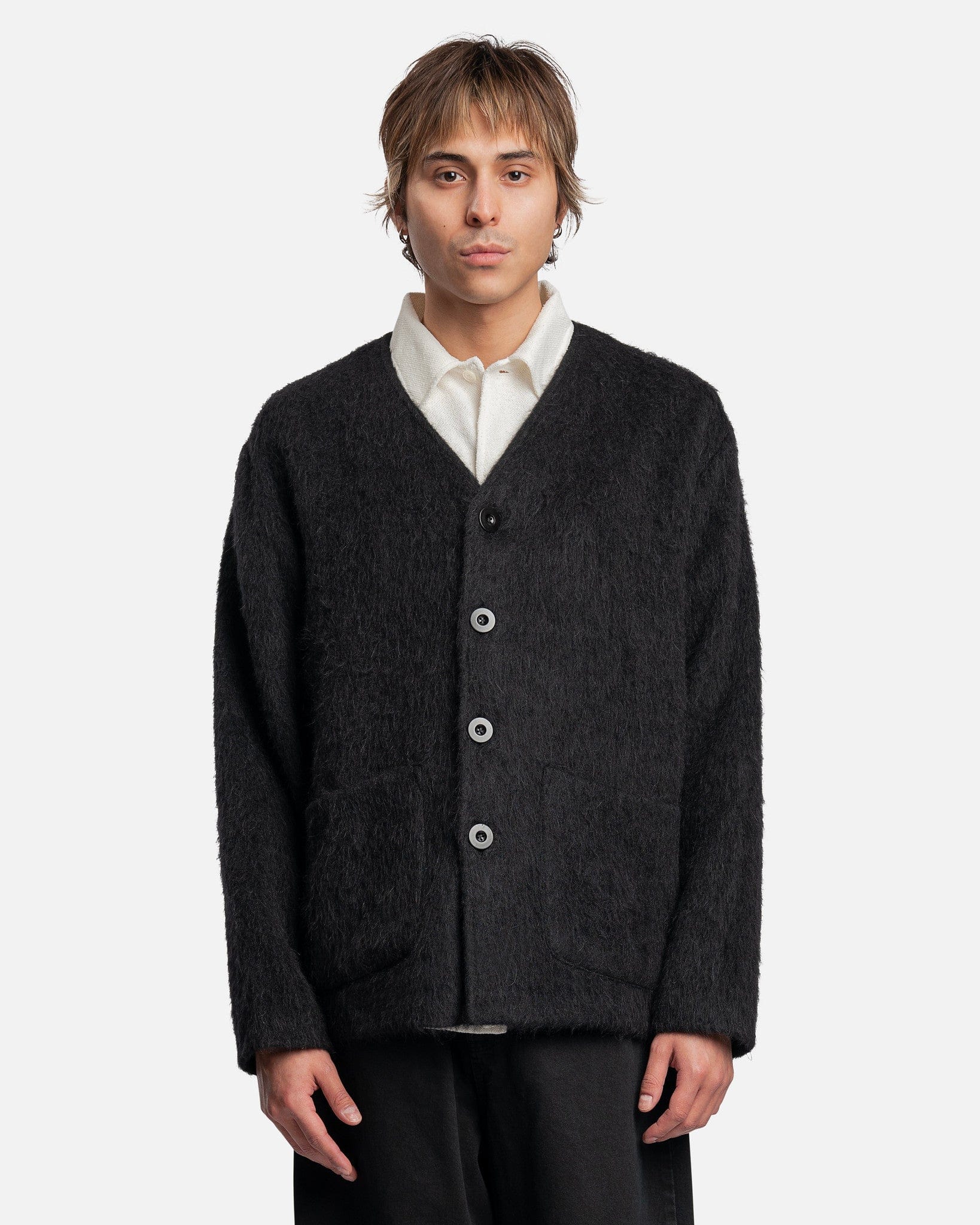 Cardigan in Black Mohair – SVRN