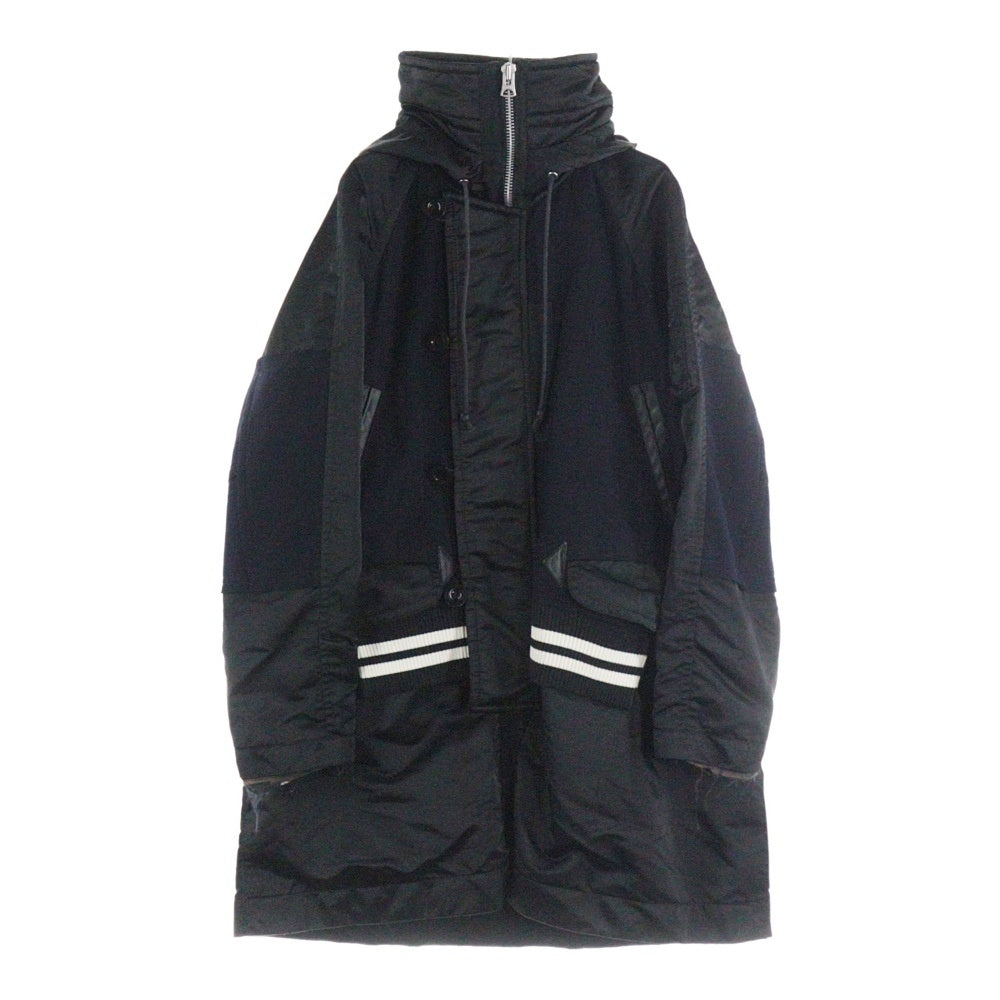 sacai サカイ ナイロン切替 ワイド テーパードパンツ黒 21AW 3 sacai