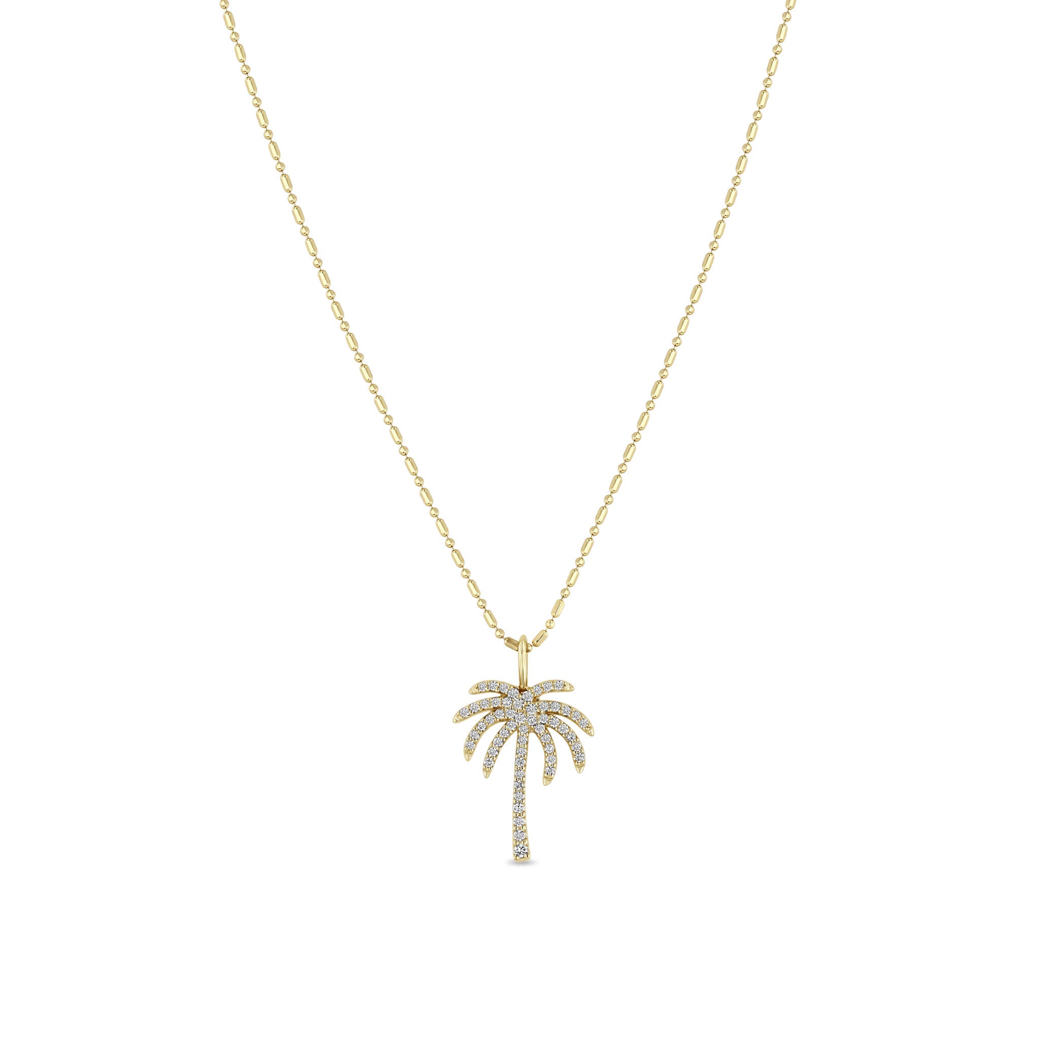 Zoë Chicco 14k Gold Pavé Diamond Palm Tree Necklace – ZOË CHICCO