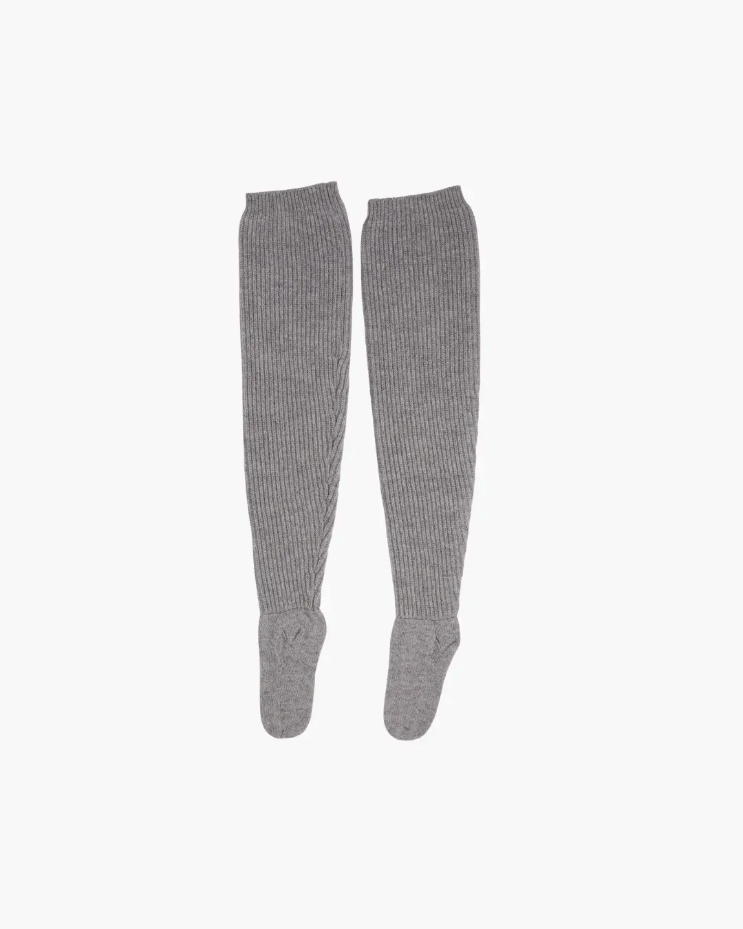FUMIKA UCHIDA / SHETLAND RIB STITCH TIGHT-HIGH SOCKS / TOP GREY