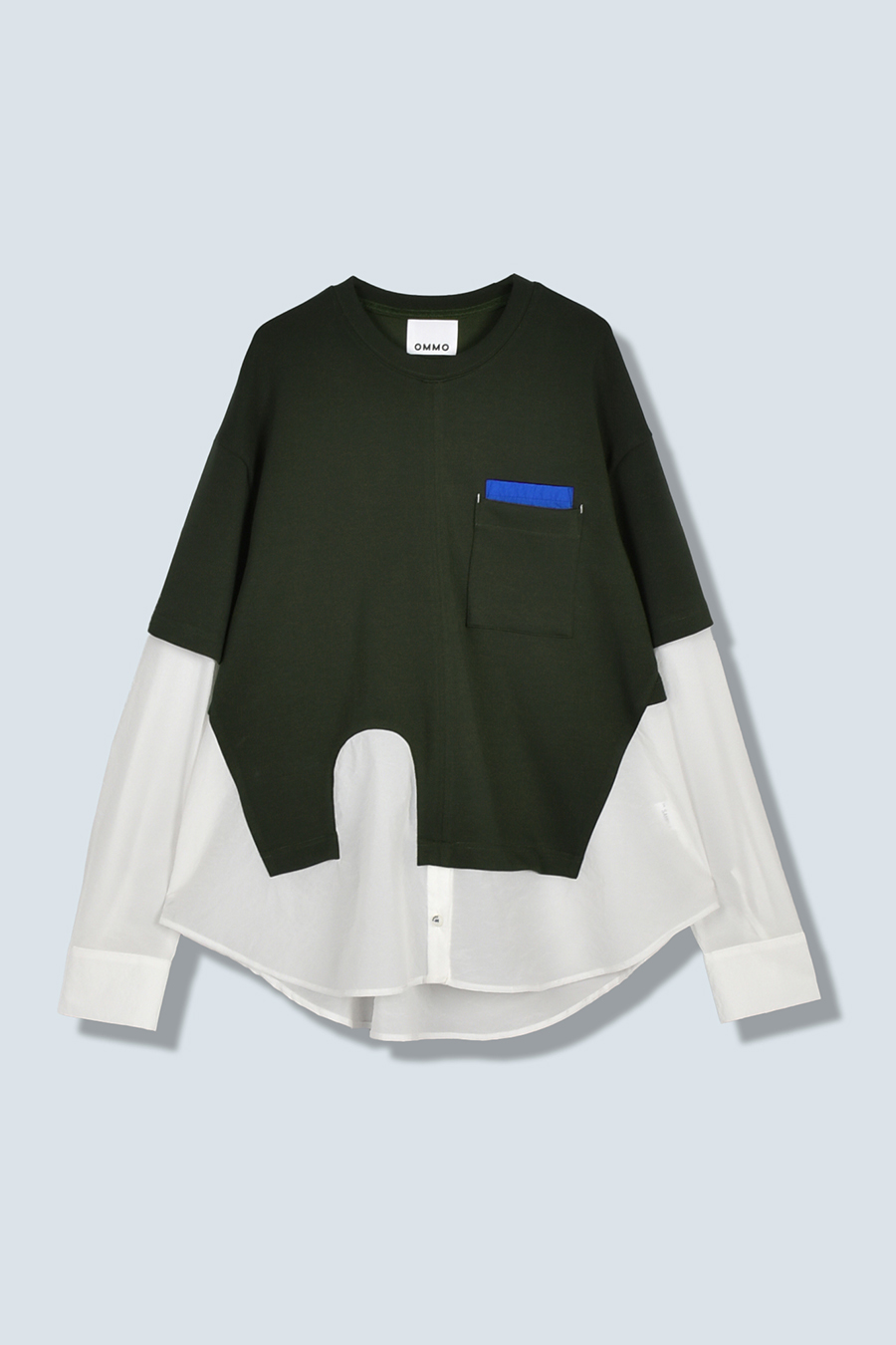 OMMO オリーブ色 ポケット付き トップス OMMO オリーブ色 ポケット付き