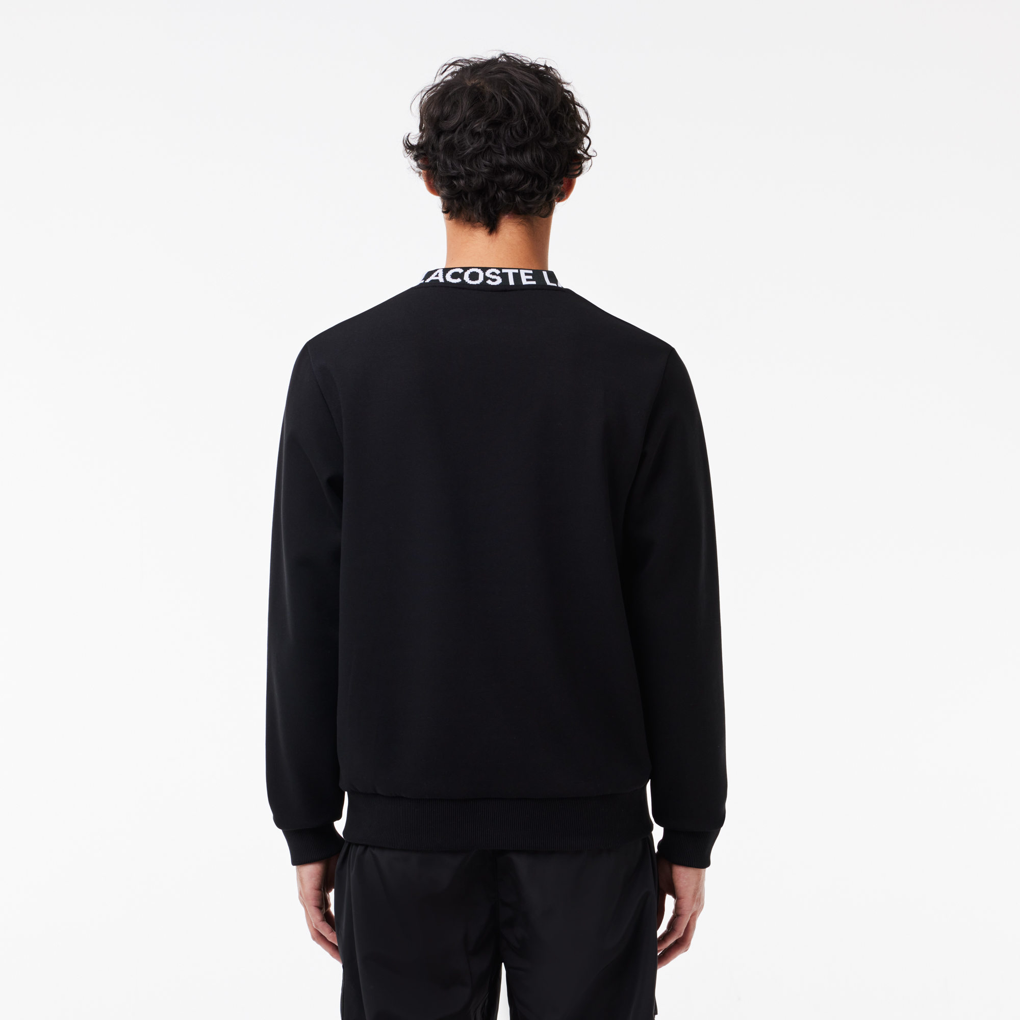 Lacoste Erkek Classic Fit Bisiklet Yaka Baskılı Siyah Sweatshirt