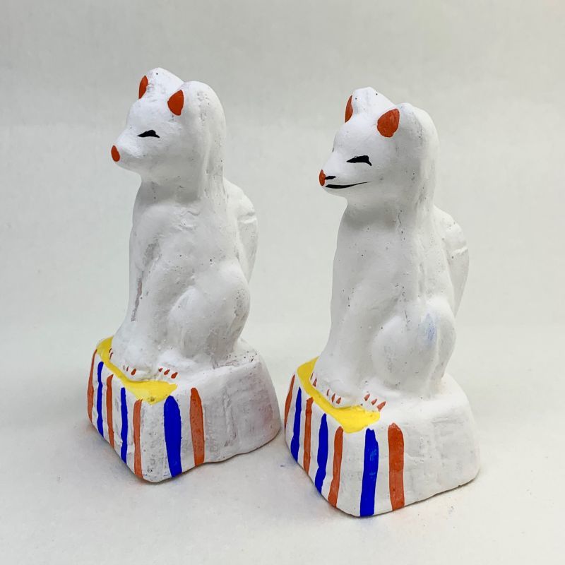 お稲荷様 キツネの置物 20体 磁器人形 縁起物 レトロ雑貨 とろとろ