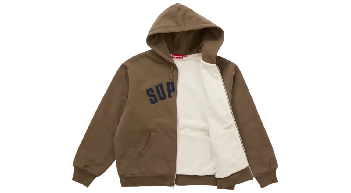 Supreme Arc Thermal Lined Zip Up Hoodie Brown – Takeoff Copenhagen
