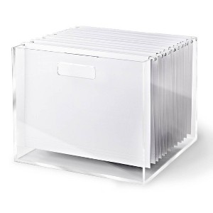 RUSSELL + HAZEL Acrylic File Box: Clear Desk Organizer, Office