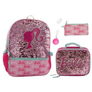 Barbie 4 Piece Backpack Set, Sparkle & Shine with this Magic Flip