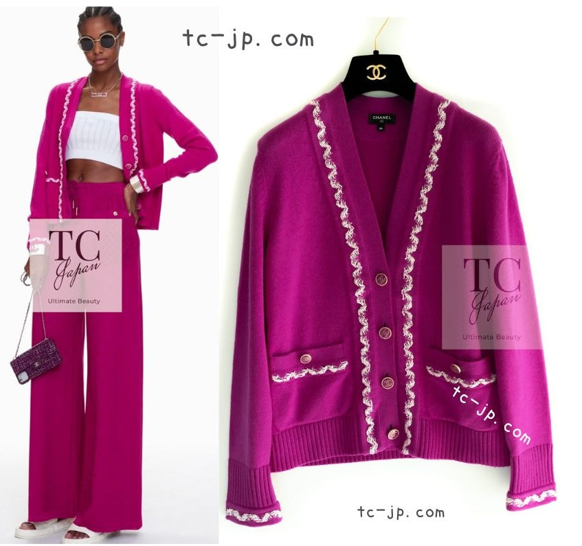 シャネル カーディガン CHANEL ピンク フューシャ カシミア 21PS Pink