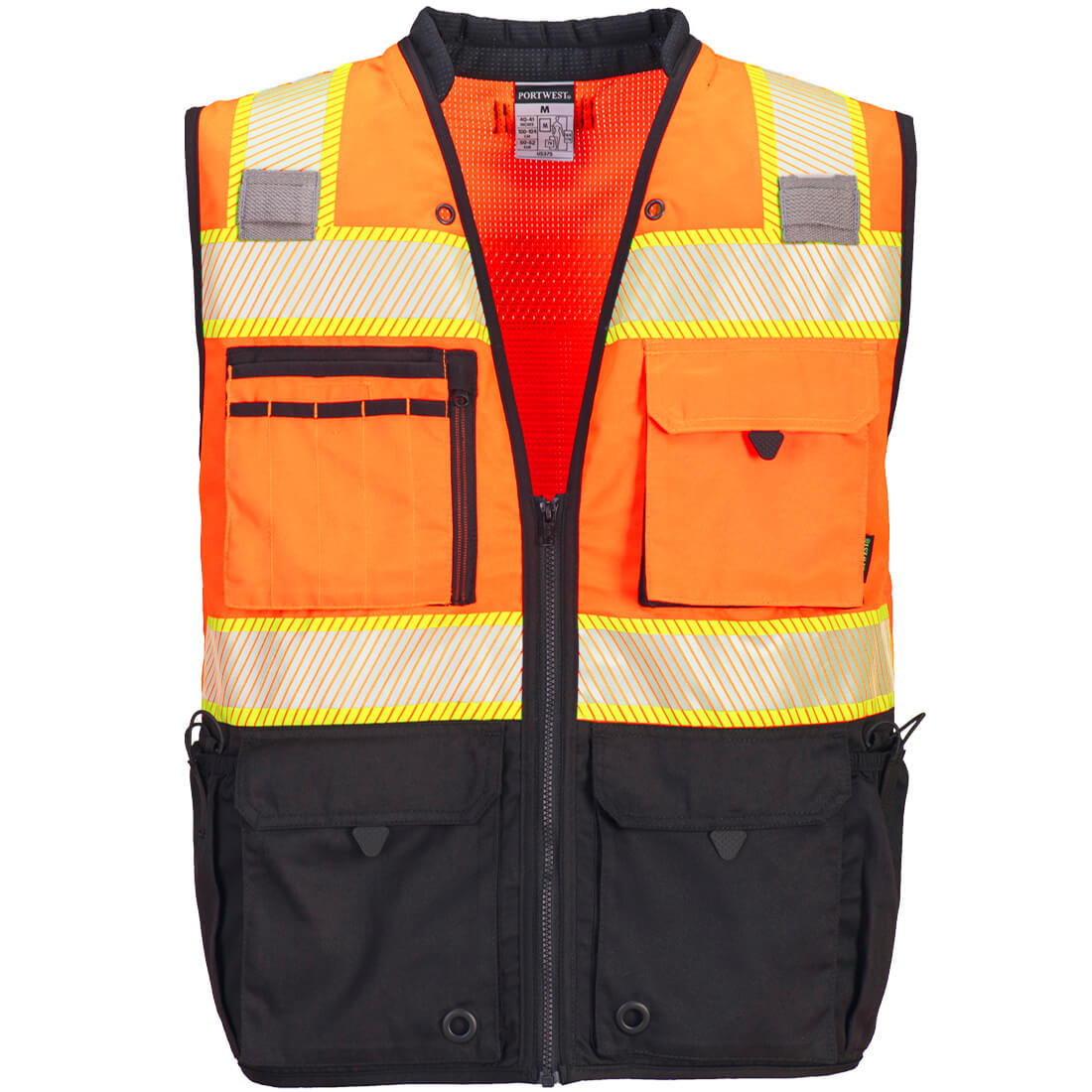 Portwest US375 – Hi-Vis Premium Surveyor Vest Orange/Black