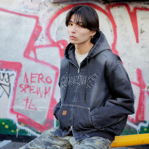 Vintage styles Front logo Denim zip hoodie – That's life online store