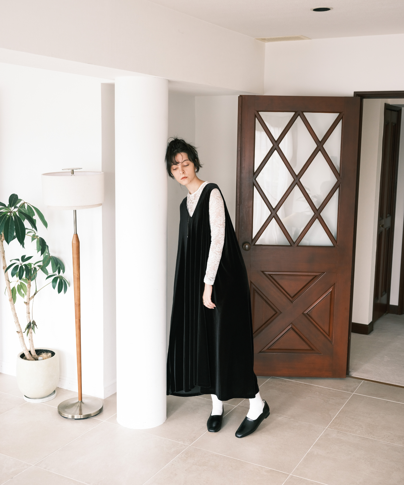 ≪通常販売≫【THE DRESS #16】no-sleeve velour one piece