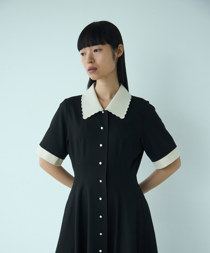 ≪通常販売≫【THE DRESS #64】 scallop bicolor one piece
