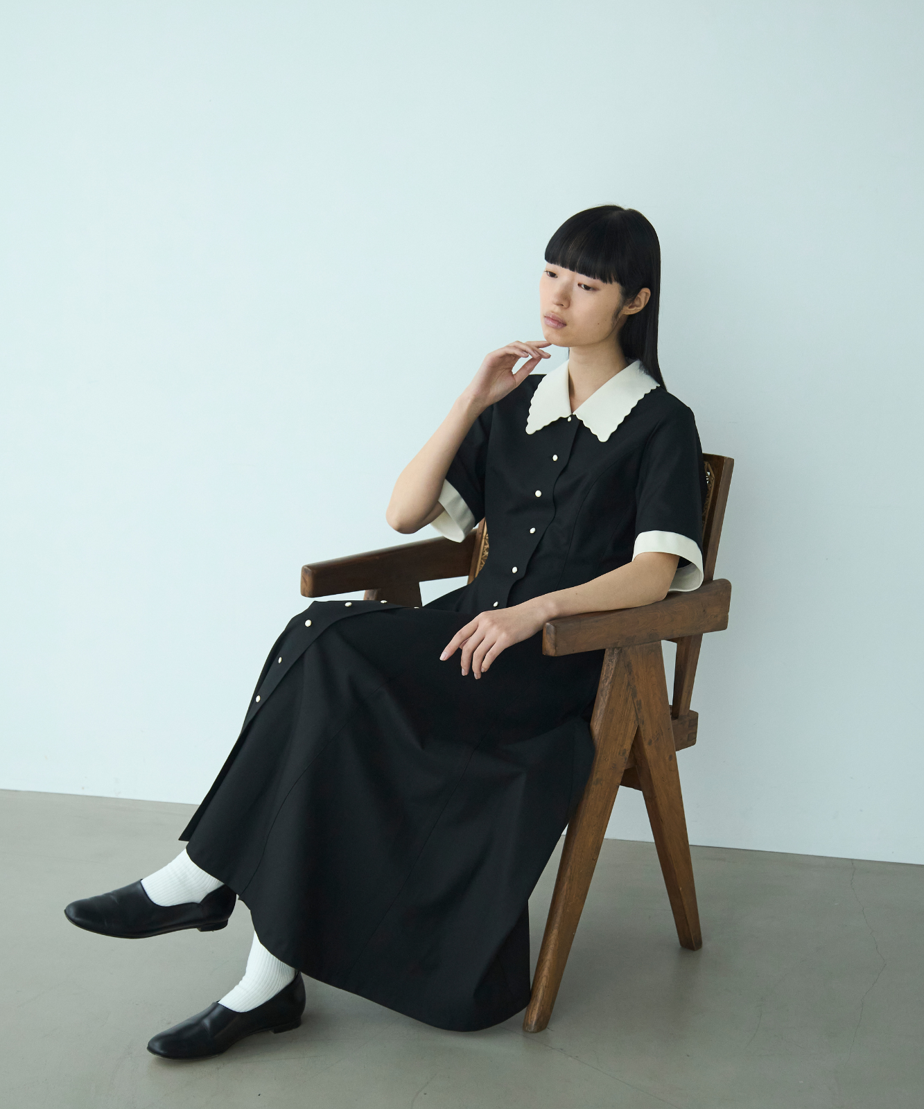 ≪通常販売≫【THE DRESS #64】 scallop bicolor one piece
