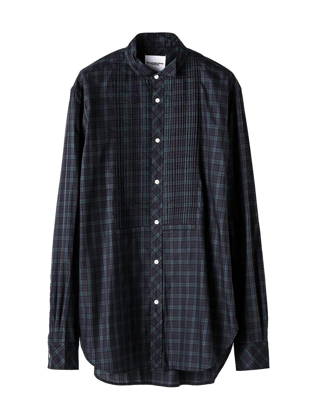 ss.0019AW25-green check ウィングカラーピンタックシャツ The Black