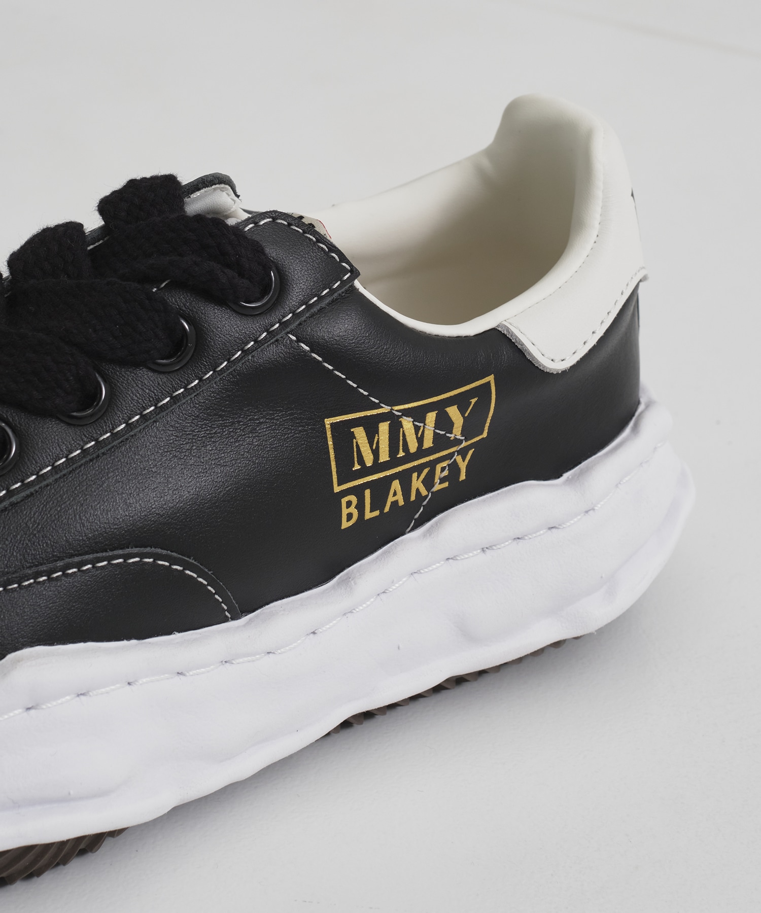 BLAKEY LOW original sole leather low-top sneakers(36 BLACK