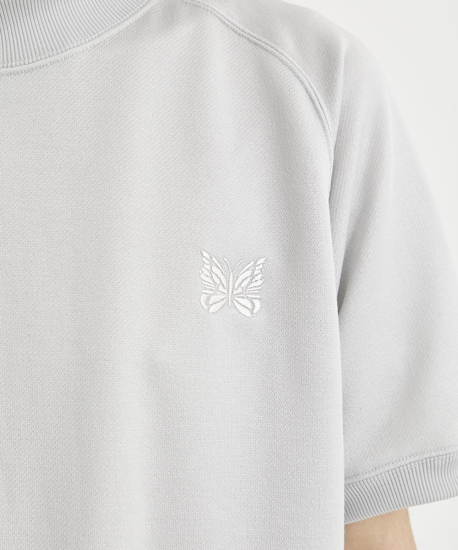 S/S Mock Neck Tee - C/PE Bright Jersey(XS WHITE): NEEDLES: MENS
