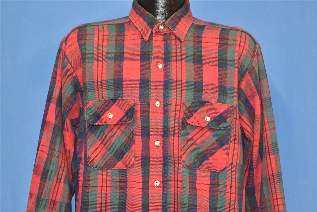 80s Five Brother Flannel Red Green Plaid Shirt Large – The