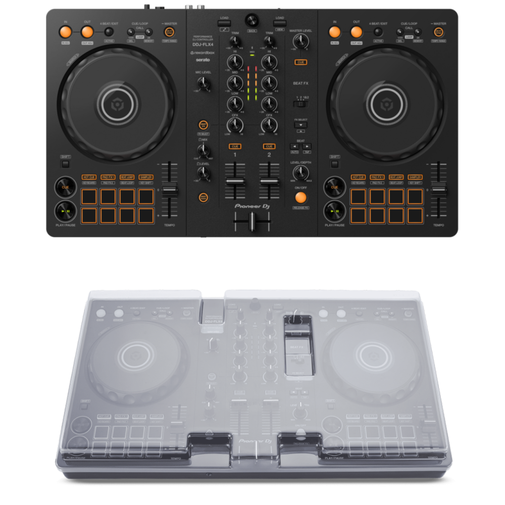 Pioneer DJ DDJ-FLX4 + Decksaver DSLE-PC-DDJFLX4 Cover Bundle @ The