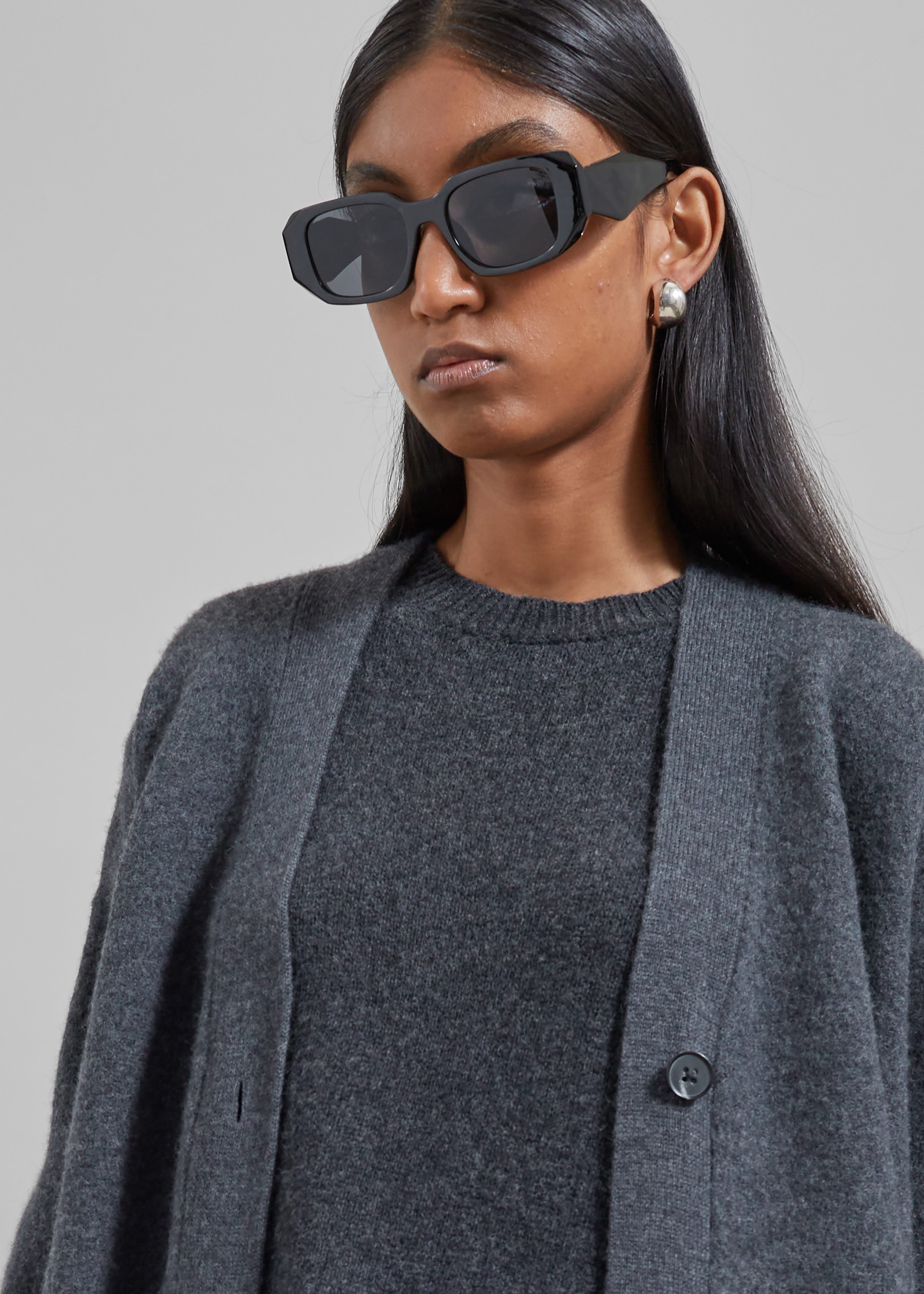 Emi Long Knit Cardigan - Dark Grey Melange – The Frankie Shop
