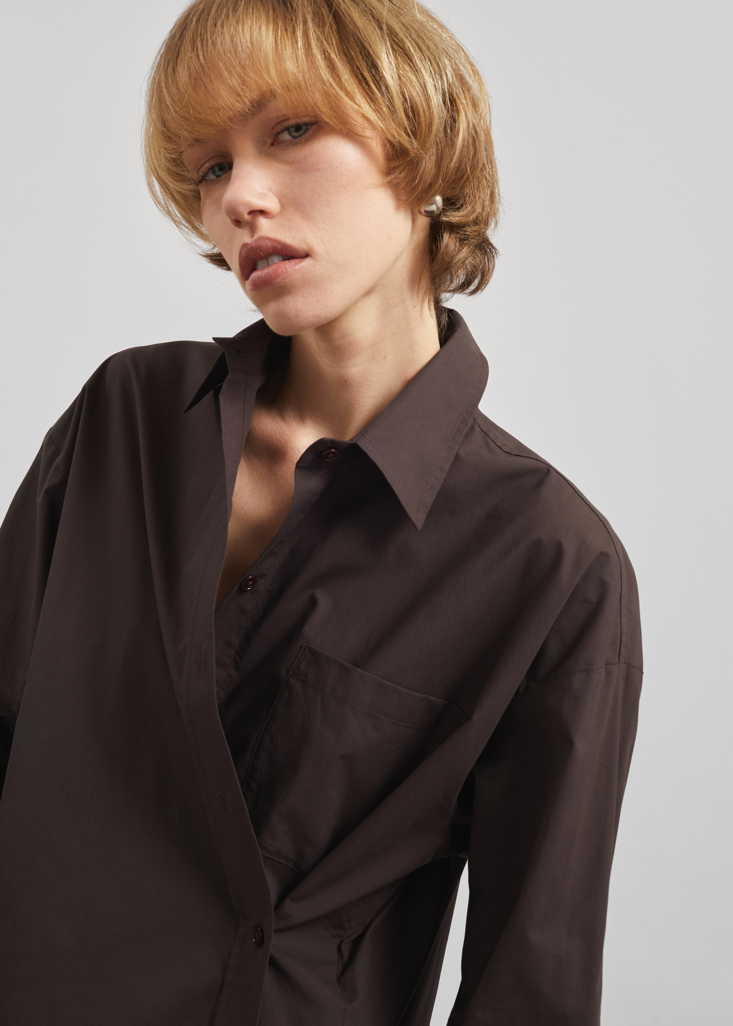 Ornella Side Button-Up Shirt - Brown – The Frankie Shop