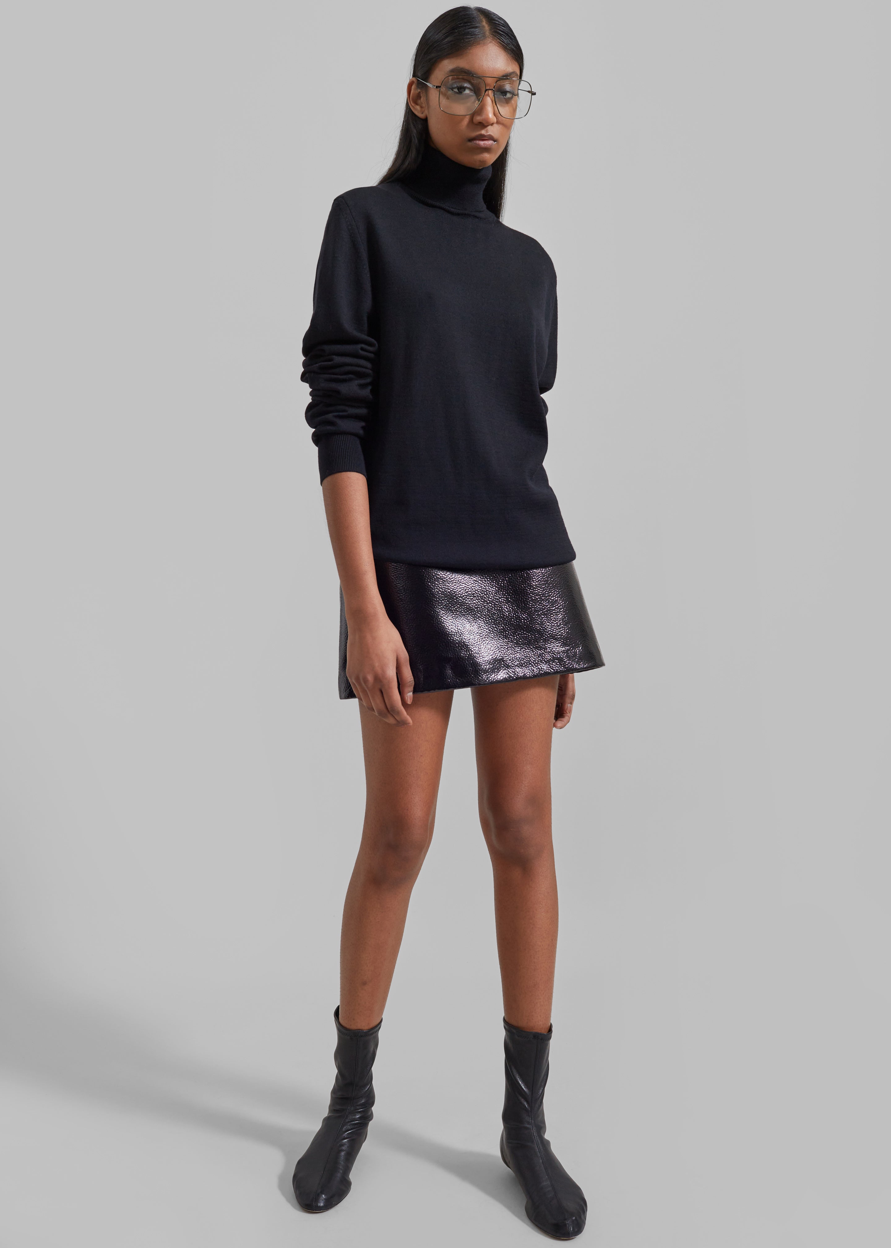 Mary Crackled Faux Leather Mini Skirt - Black – The Frankie Shop