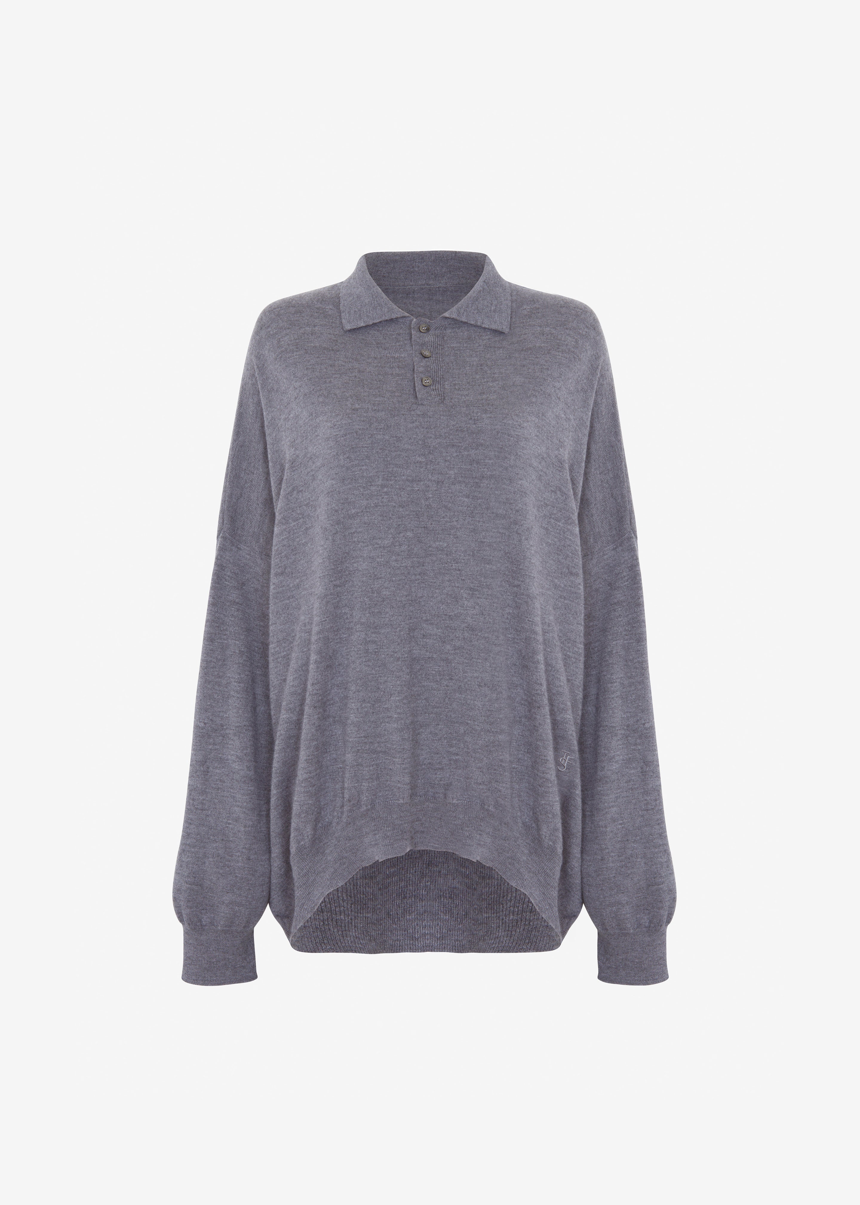 Meriel Wool Polo Sweater - Grey – The Frankie Shop