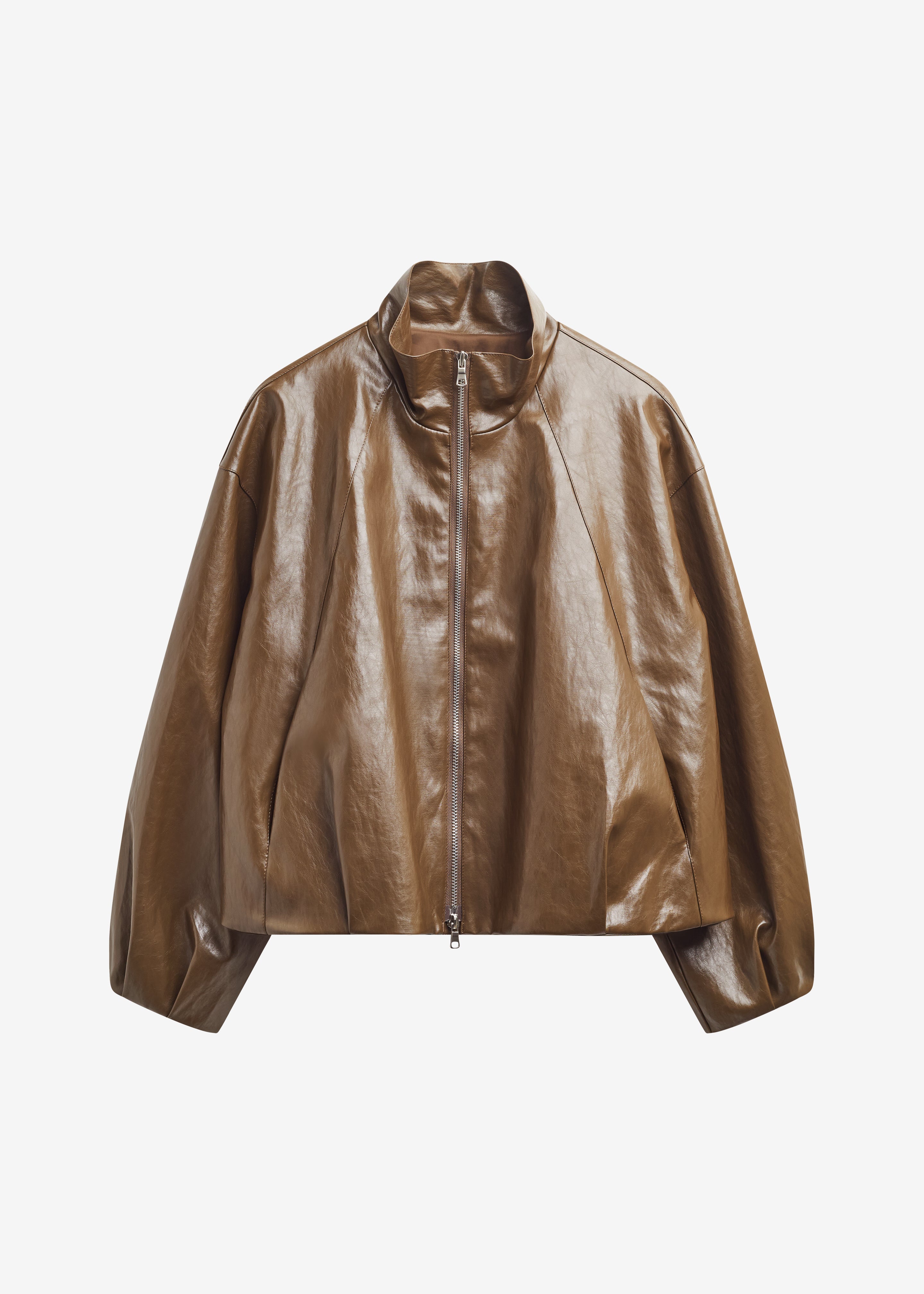 Milford Faux Leather Balloon Jacket - Brown – The Frankie Shop